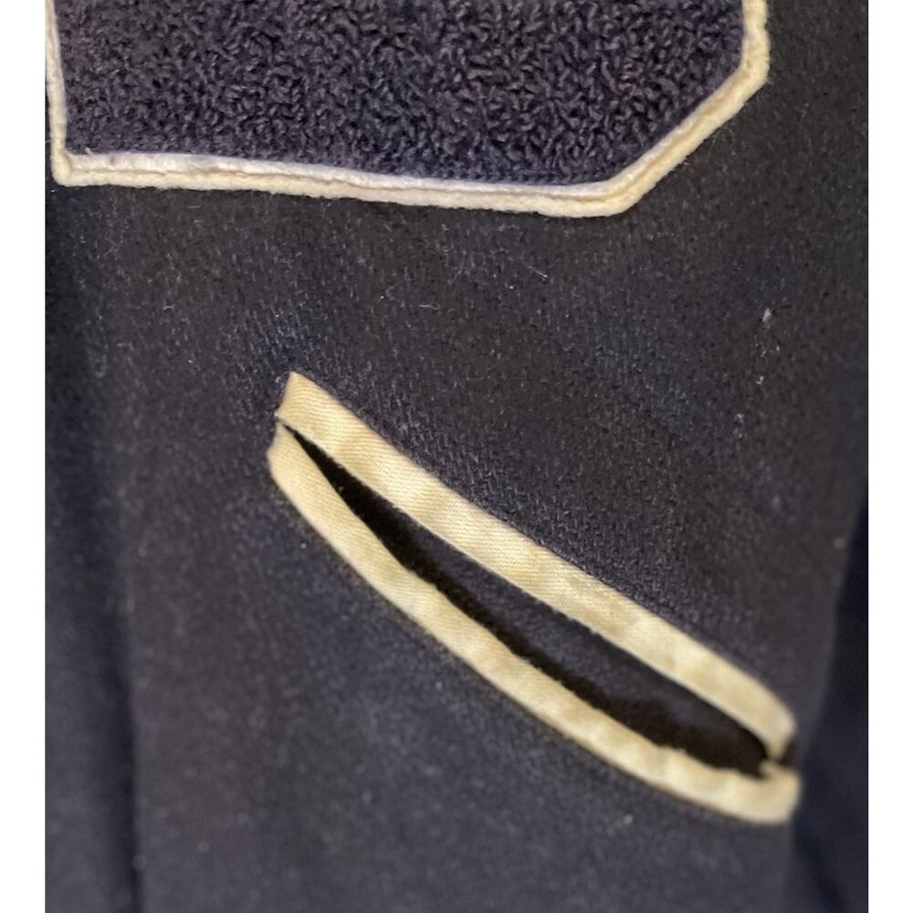 Vintage Felco Basketball Navy Wool Quilted Varsity Letterman Jacket Sz M/L - Picture 3 of 11